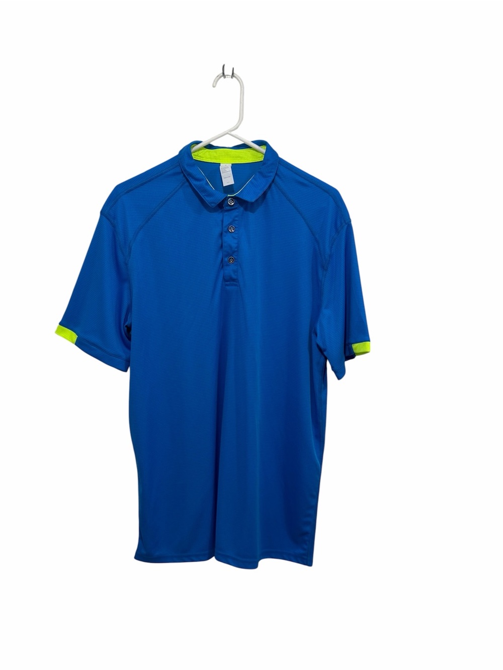Blue Men's Performance Polo with Lime Accents
